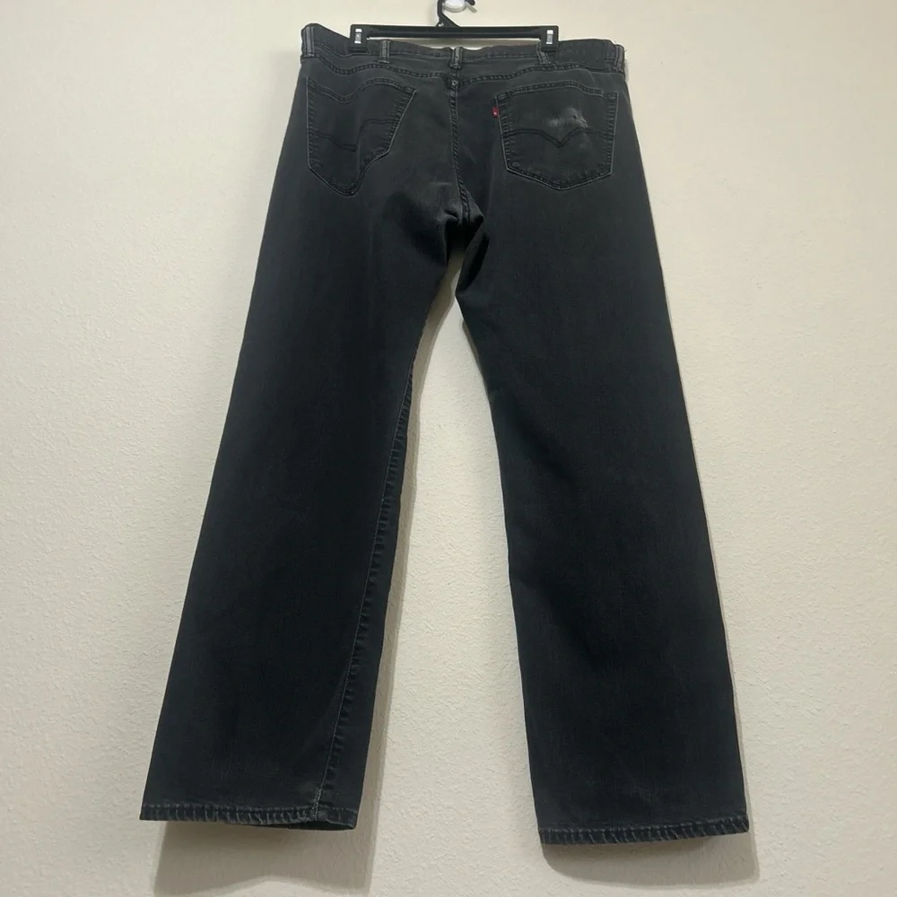 Distressed Levi’s 505 Regular Fit Straight Leg Black Denim Jeans W38 L32 - Picture 7 of 8